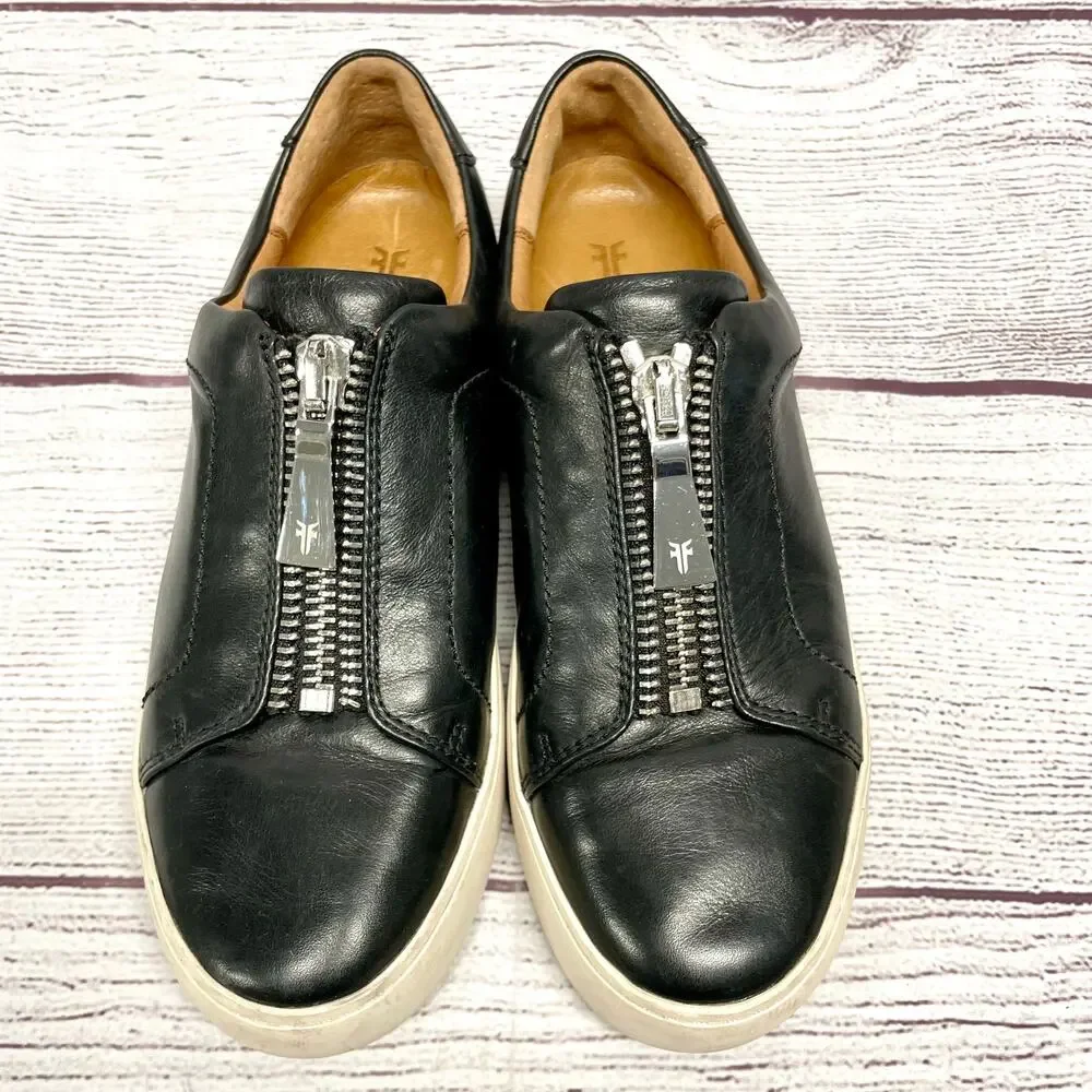 Frye Black Lena Zip Low Sneaker Shoes Size 7 M